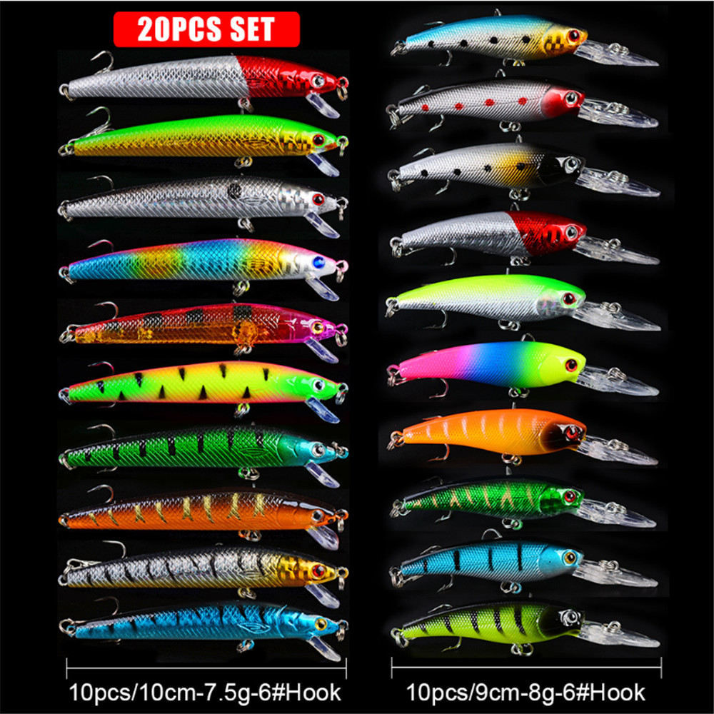 20 pçs/lote minnow iscas de pe - Fishing Lure Crankbait avaliação e preço